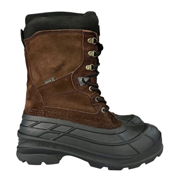 Kamik Mens Size 8 Wide Nation Plus Winter Waterproof Dark Brown Boots Lace up - Picture 1 of 10